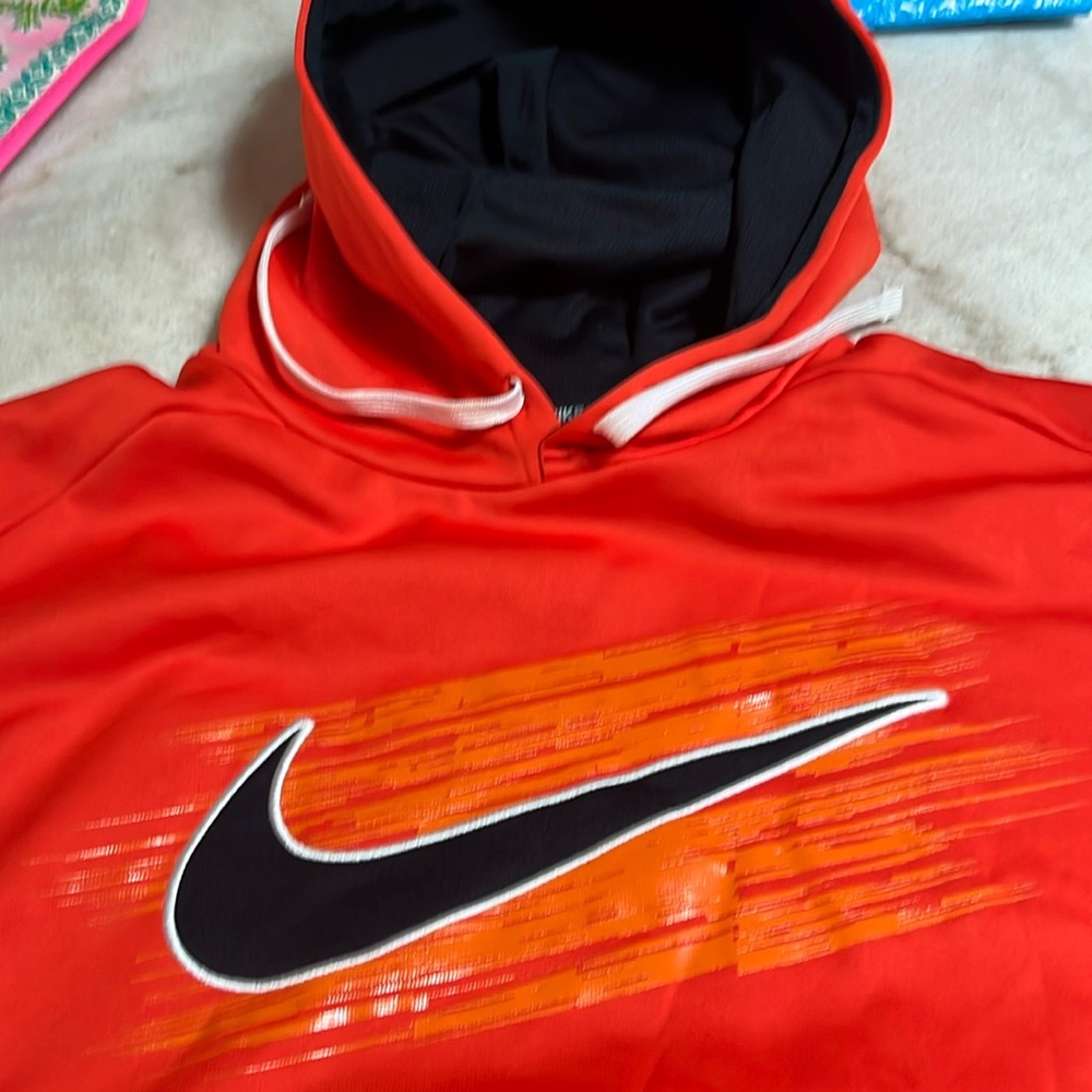 Nike therma fit hoodie, orange and navy sz xxl
